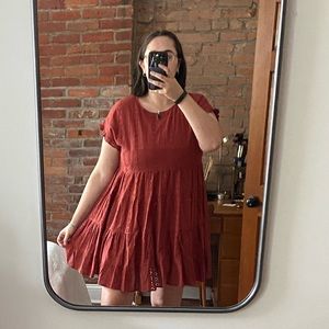 Brick Red Arula Size 16 Tiered Babydoll Dress